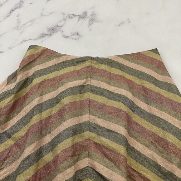 Torrid A-Line Midi Skirt Plus Size 0x Pink Stripe Gold Metallic Shimmer Retro - Picture 2 of 10